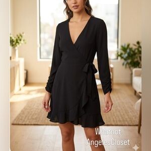 Gianni Bini Black Long Sleeve Wrap Dress